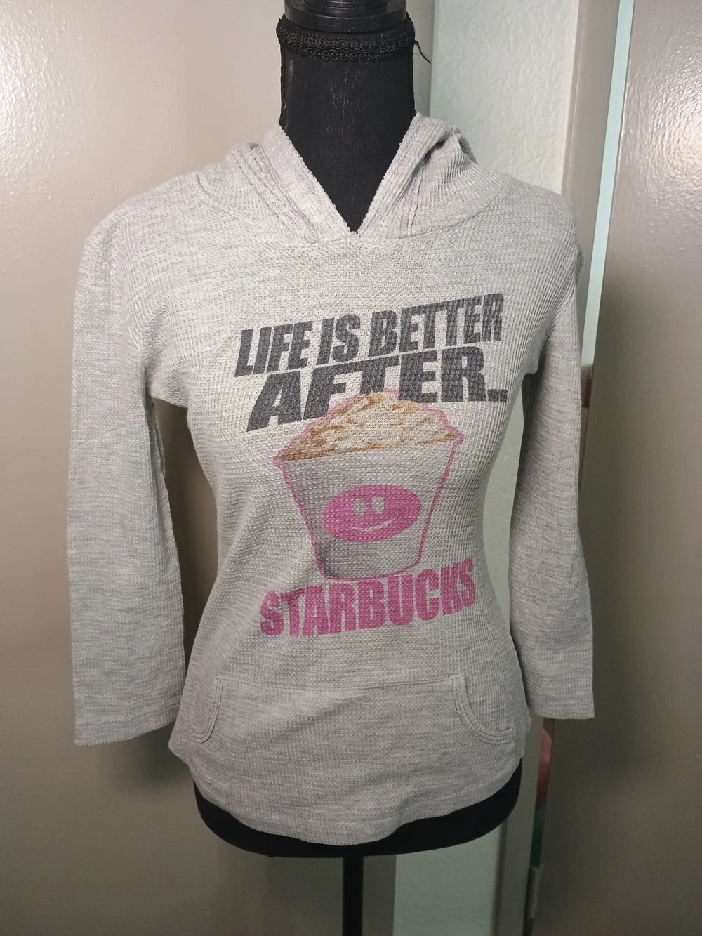 Penelope Wildberry Graphic Hoodie Gray & Pink Small